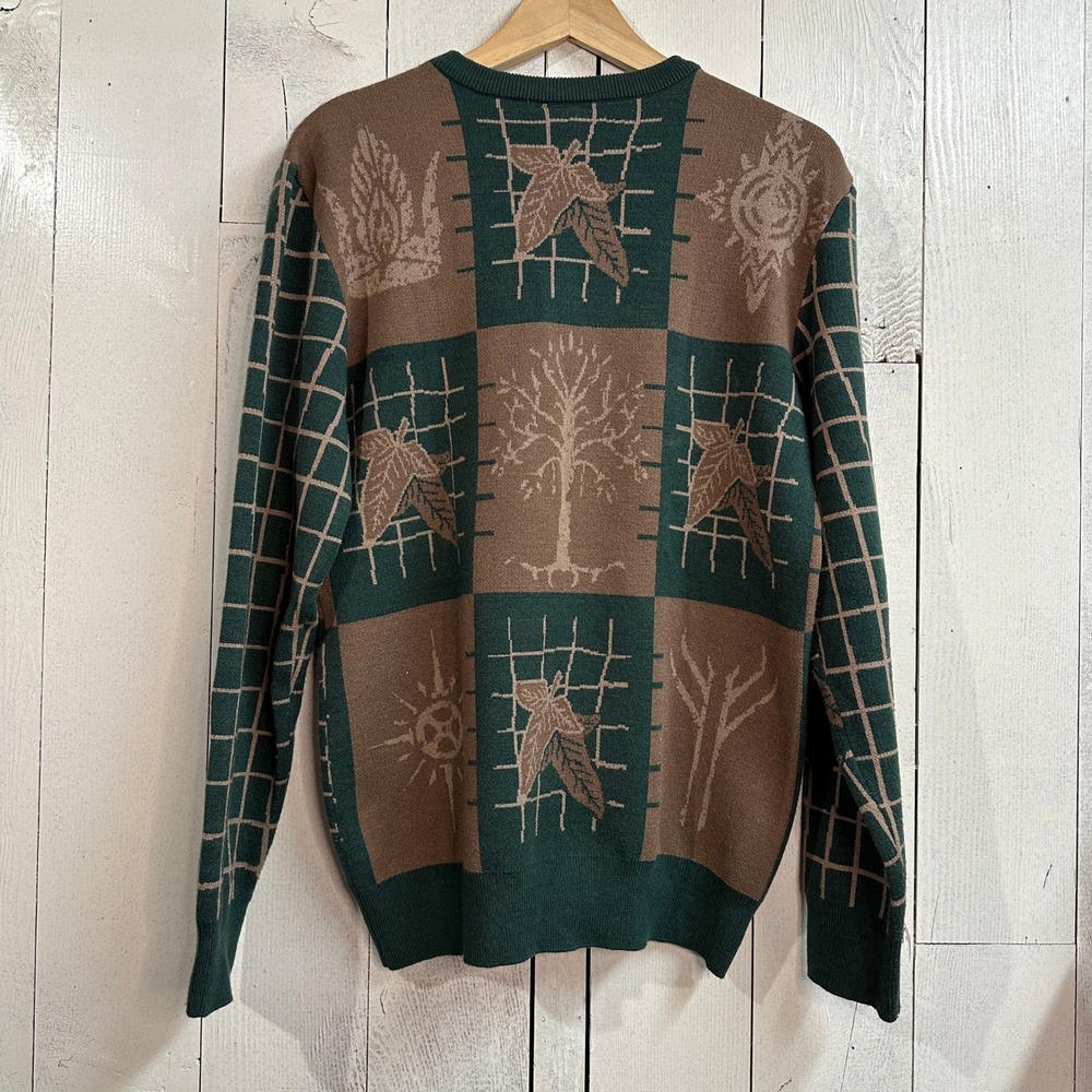 Lord of the Rings BoxLunch Mens Small Icon Green Brown Knit Sweater LOTR RARE‎ - Picture 4 of 4